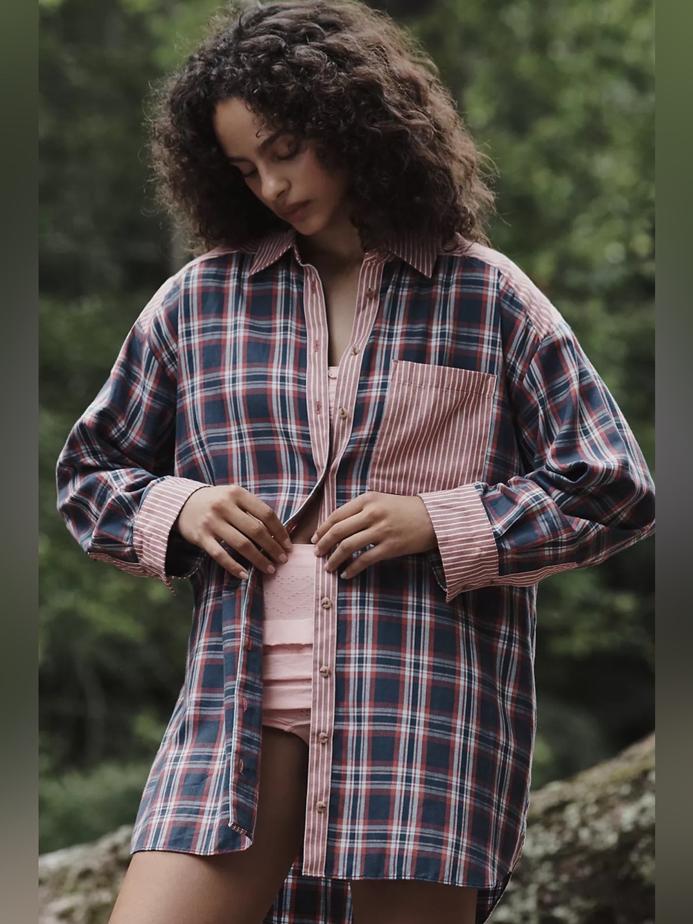 By Anthropologie Plaid Flannel Boyfriend Buttondown Shirt Long Sleeve Size M